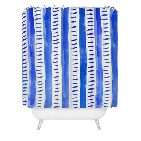 Angela Minca Watercolor lines blue Shower Curtain
