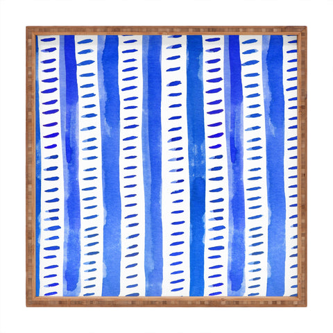 Angela Minca Watercolor lines blue Square Tray