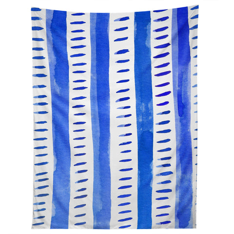 Angela Minca Watercolor lines blue Tapestry
