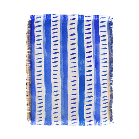 Angela Minca Watercolor lines blue Throw Blanket