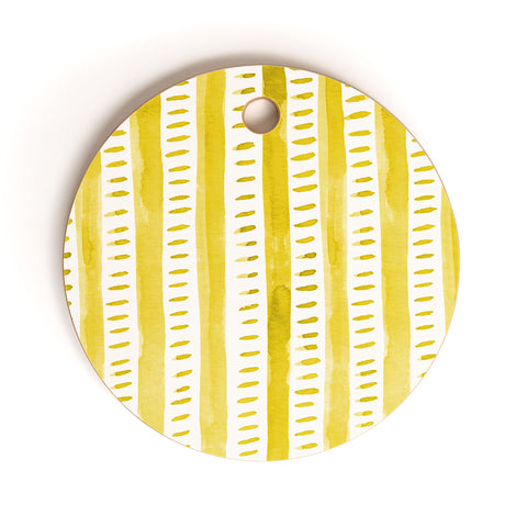 Angela Minca Watercolor lines yellow Cutting Board Round