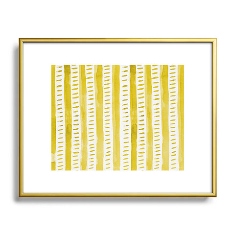 Angela Minca Watercolor lines yellow Metal Framed Art Print