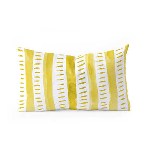 Angela Minca Watercolor lines yellow Oblong Throw Pillow