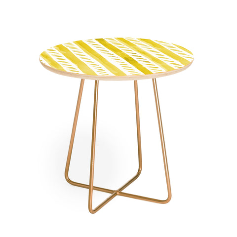 Angela Minca Watercolor lines yellow Round Side Table