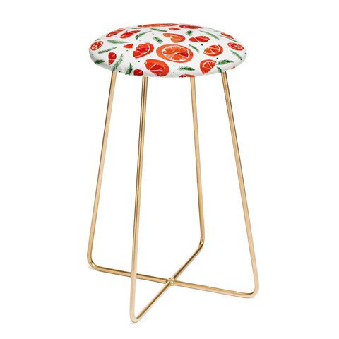 Angela Minca Watercolor oranges and pine Counter Stool