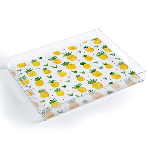 Angela Minca Watercolor pineapple pattern Acrylic Tray
