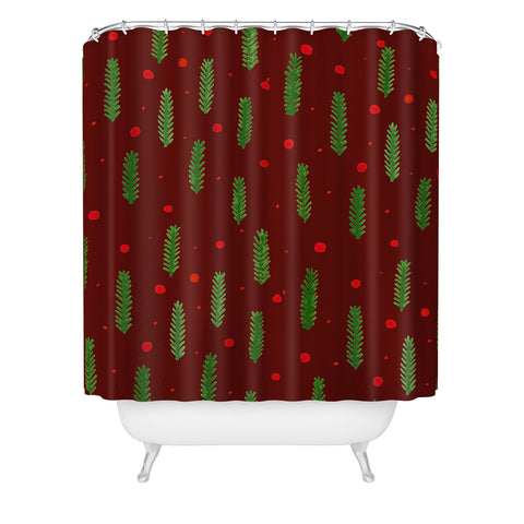 Angela Minca Xmas branches and berries 2 Shower Curtain