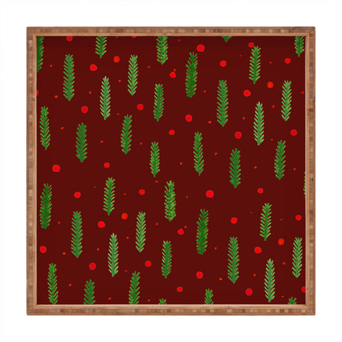 Angela Minca Xmas branches and berries 2 Square Tray