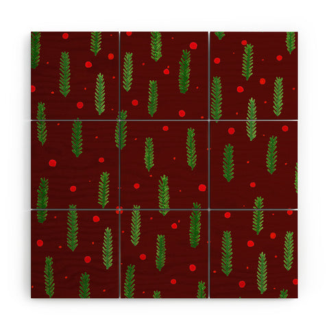 Angela Minca Xmas branches and berries 2 Wood Wall Mural