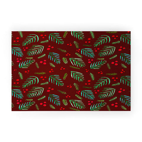 Angela Minca Xmas branches red Welcome Mat