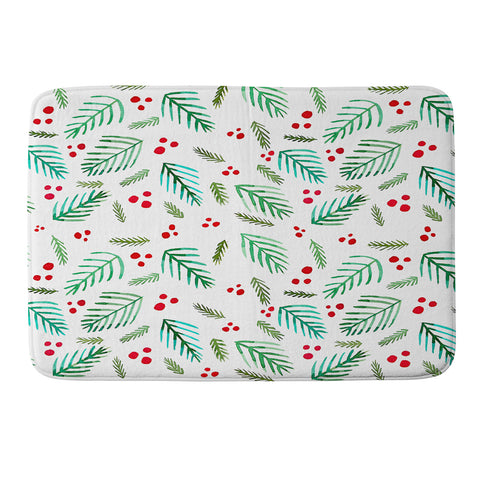 Angela Minca Xmas branches white Memory Foam Bath Mat