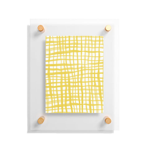 Angela Minca Yellow gingham doodle Floating Acrylic Print