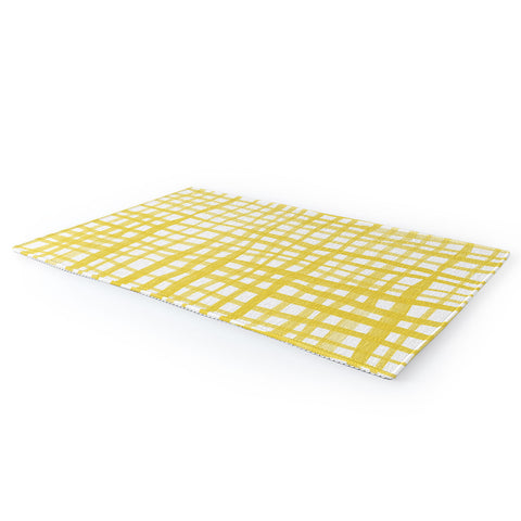 Angela Minca Yellow gingham doodle Area Rug