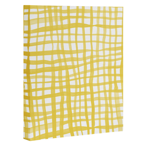 Angela Minca Yellow gingham doodle Art Canvas