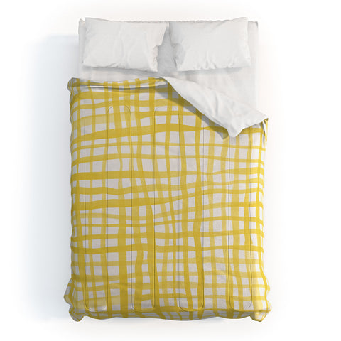 Angela Minca Yellow gingham doodle Comforter