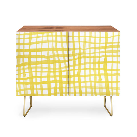Angela Minca Yellow gingham doodle Credenza