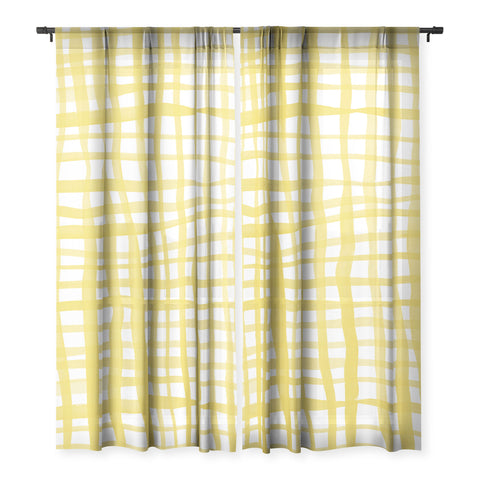 Angela Minca Yellow gingham doodle Sheer Non Repeat