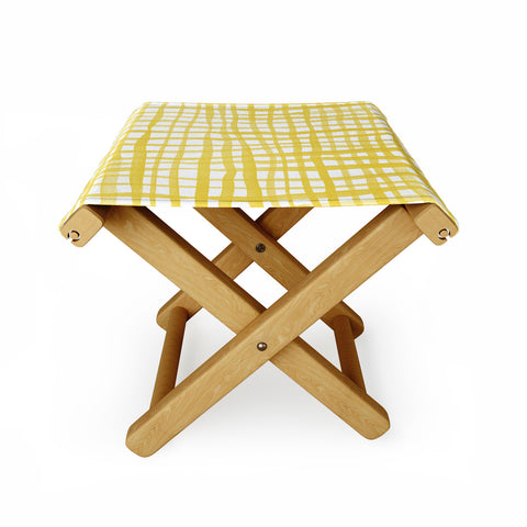 Angela Minca Yellow gingham doodle Folding Stool