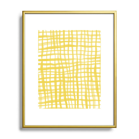Angela Minca Yellow gingham doodle Metal Framed Art Print