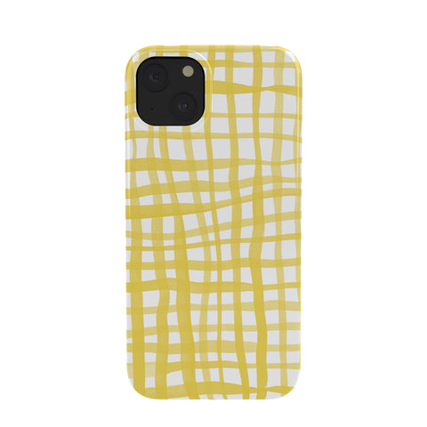 Angela Minca Yellow gingham doodle Phone Case