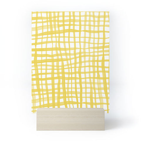 Angela Minca Yellow gingham doodle Mini Art Print