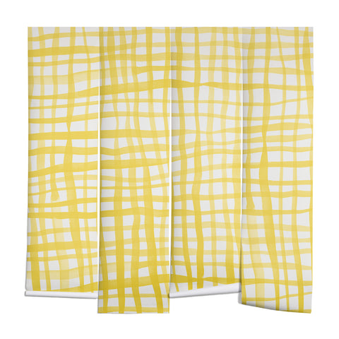 Angela Minca Yellow gingham doodle Wall Mural