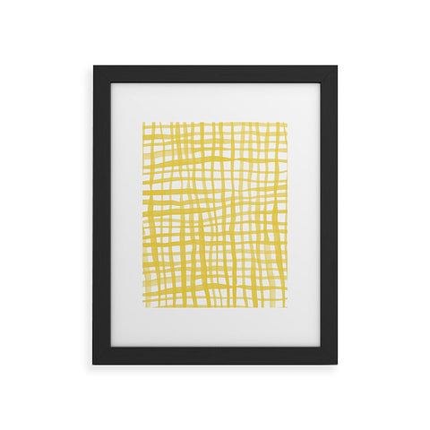 Angela Minca Yellow gingham doodle Framed Art Print