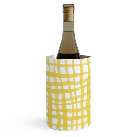 Angela Minca Yellow gingham doodle Wine Chiller