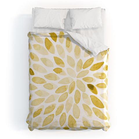 Angela Minca Yellow watercolor strokes Duvet Cover
