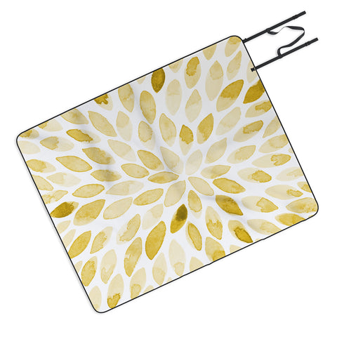 Angela Minca Yellow watercolor strokes Picnic Blanket