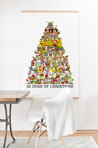 Angry Squirrel Studio 12 Dogs of Christmas Art Print And Hanger