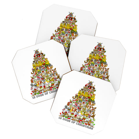 Angry Squirrel Studio 12 Dogs of Christmas Coaster Set