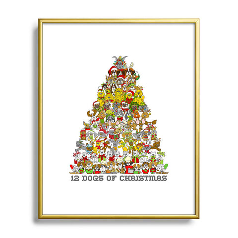 Angry Squirrel Studio 12 Dogs of Christmas Metal Framed Art Print