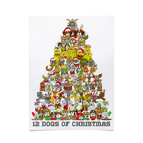 Angry Squirrel Studio 12 Dogs of Christmas Poster