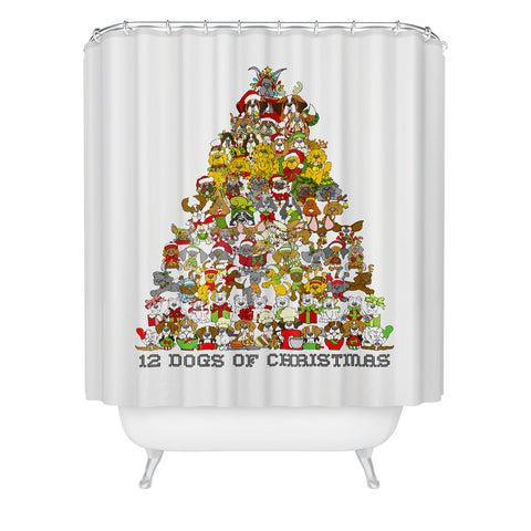 Angry Squirrel Studio 12 Dogs of Christmas Shower Curtain