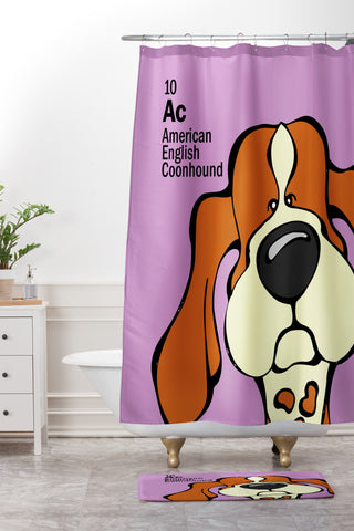 Angry Squirrel Studio American English Coonhound 10 Shower Curtain And Mat