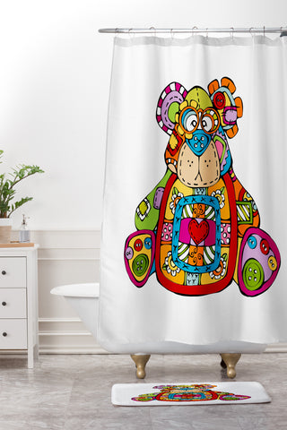 Angry Squirrel Studio BEAR Button Nose Buddies Shower Curtain And Mat