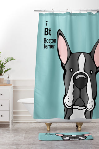Angry Squirrel Studio Boston Terrier 7 Shower Curtain And Mat