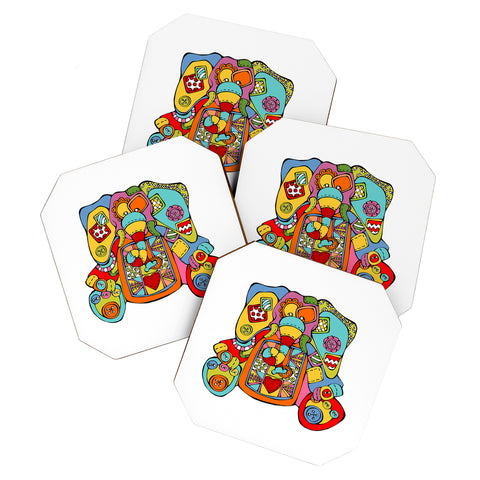 Angry Squirrel Studio ELEPHANT Buttonnose Buddies Coaster Set