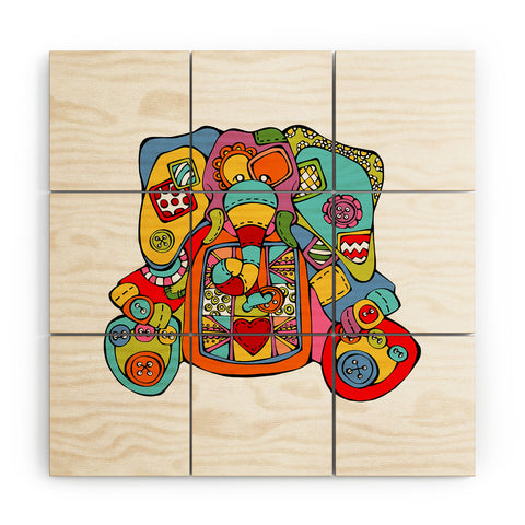Angry Squirrel Studio ELEPHANT Buttonnose Buddies Wood Wall Mural