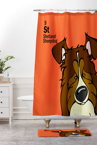 Angry Squirrel Studio Shetland Sheepdog 9 Shower Curtain And Mat