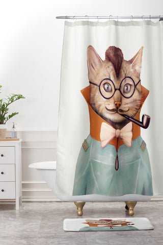 Animal Crew Eclectic Cat Shower Curtain And Mat