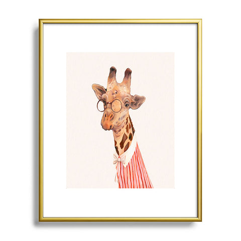Animal Crew Lady Giraffe Metal Framed Art Print