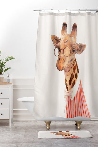Animal Crew Lady Giraffe Shower Curtain And Mat