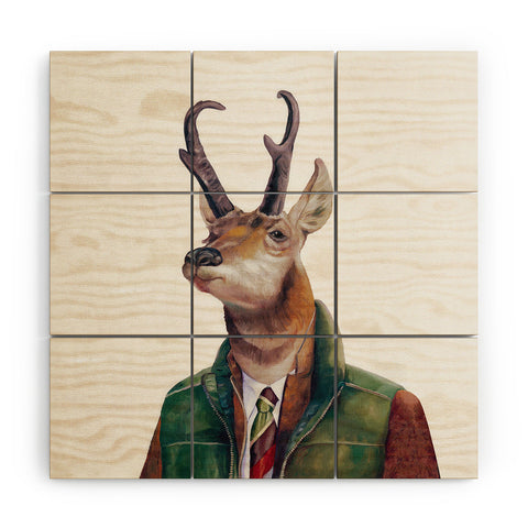 Animal Crew Pronghorn Deer Wood Wall Mural