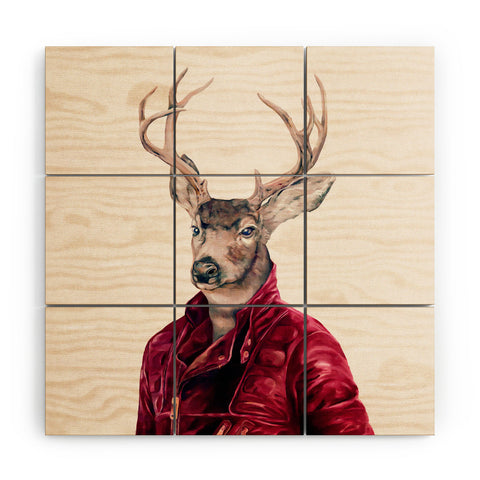 Animal Crew Red Deer Wood Wall Mural