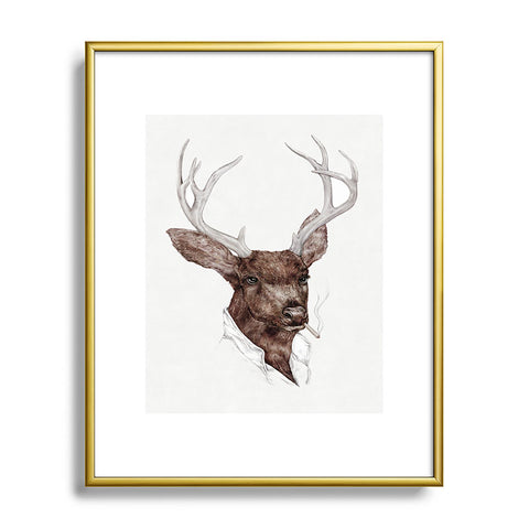 Animal Crew Smoking Buck Metal Framed Art Print