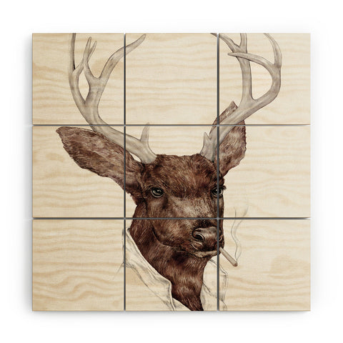 Animal Crew Smoking Buck Wood Wall Mural