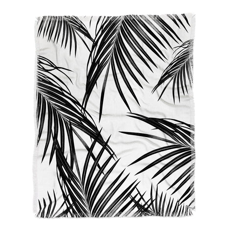 Anita's & Bella's Artwork Black Palm Leaves Dream 1 Throw Blanket