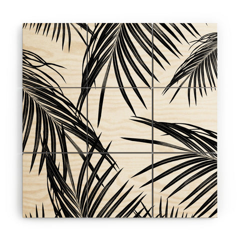 Anita's & Bella's Artwork Black Palm Leaves Dream 1 Wood Wall Mural